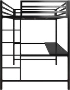 DHP Miles Metal Full Loft Bed with Desk, Black