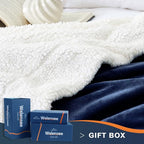 Walensee Sherpa Fleece Blanket (King Size 108”x90” Navy) Plush Throw Fuzzy Super Soft Reversible Microfiber Flannel Blankets for Couch, Bed, Sofa Ultra Luxurious Warm and Cozy for All Seasons