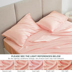 Love's cabin Satin King Sheet Sets - 4 Piece Coral Silky Sheets King Size Bed Set with Deep Pocket, Luxury Silk Feel King Size Satin Sheet Set (1 Flat Sheet,1 Fitted Sheet,2 Pillow Cases)