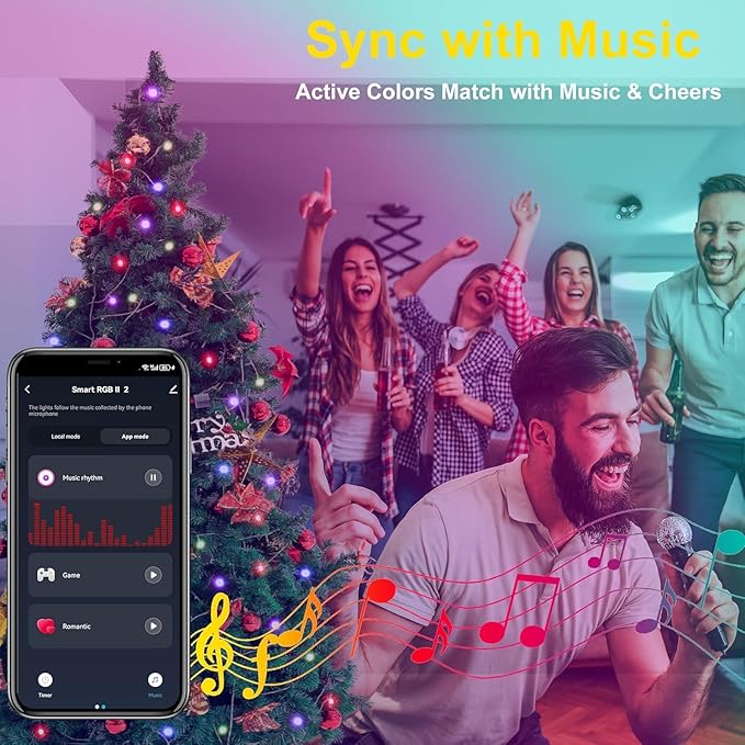 Smart WiFi LED Christmas Lights, APP-Controlled RGB Fairy String Lights, Ideal for Xmas Tree, Garden, Home, Party, Halloween Festival Deco (33ft-100LED)