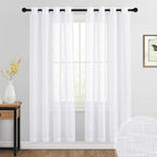 RYB HOME Sheer Curtains 72 inchs Long - Grommet Semi Sheer Curtains, Privacy Linen Textured Drapes for Bedroom Living Room Dining Balcony Bathroom, 52 inches Width x 72 inches Length, 1 Pair