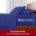 Mellanni Extra Deep Twin XL Sheets - 3 PC Iconic Collection Bedding - Hotel Luxury, Ultra Soft, Cooling Bed Sheets - Wrinkle, Fade, Stain Resistant (Twin Extra Long, Royal Blue)