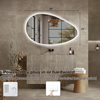 Niccy Irregular LED Bathroom Mirror with Lights, 24"x40" Asymmetrical Backlit-Mirror for Wall Mounted, Bathroom Vanity Mirrors with Memory, Dimmable, 3 Colors, Anti-Fog, IP65 Waterproof