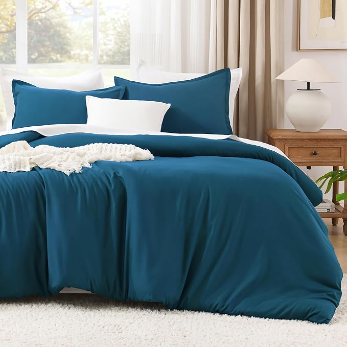 Litanika Teal Twin/Twin XL Comforter Set, 2 Pieces Turquoise Lightweight Solid Bedding Comforter Set, All Season Fluffy Bed Set (66x90In Comforter & 1 Pillowcase)
