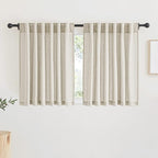 RYB HOME Sheer Linen Curtains, Small Light & Privacy Semi Translucent Curtains Sheer Faux Linen Vintage Drapes for Bedroom, RV Camper, Laundry, Party, W 52" x L 36", 2 Pcs, Angora