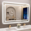 LED Bathroom Mirror, 60"x 30" with Front and Backlit, Anti-Fog, Large Bathroom Vanity Mirror for Wall, Memory Function, Stepless Dimmable, Tempered Glass (Horizontal/Vertical)