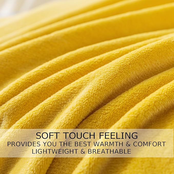 HOZY Soft Twin Size Blanket for All Season Lightweight Thermal Fleece Summer Autumn Fall Winter Spring Blankets for Twin/Twin XL Extra Long Bed Couch Sofa,66x90 Inches,Yellow