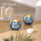 LAMORGIFT 36 Pcs Blue Votive Candle Holders - Mercury Glass Tealight Holders for Dusty Blue Wedding Decor, Centerpiece Table Decorations