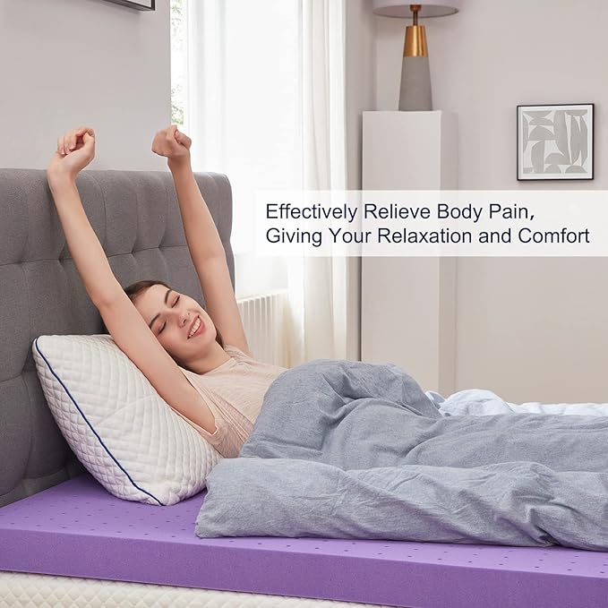 SINWEEK 2 Inch Gel Memory Foam Mattress Topper Ventilated Soft Pressure Relieve Mattress Pad, Breathable Bed Topper, CertiPUR-US Certified, Queen Size