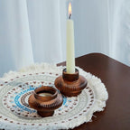 VOHO 18pcs Brown Taper Candle Holders for Table Centerpiece, Reversible Glass Candle Holder for Candle Sticks & Tea Lights Candles, Classic Ribbing Tapered Candlestick Holders for Home, Boho Decor