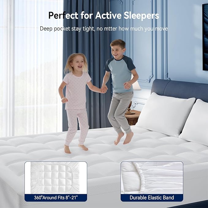 ELEMUSE Super Olympic Queen Dual Layer 3 Inch Memory Foam Mattress Topper, 2 Inch Cooling Gel Memory Foam Bed Pad and 1 Inch Soft Pillow Top Mattress Pad for Back Pain Relief & Hot Sleepers