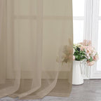 Chyhomenyc Taupe Sheer Curtains 72 Inch Length 2 Panels, Light Filtering Soft Airy Rod Pocket Voile Window Curtain Drapes for French Door Bedroom Living Room, Each 42Wx72L Inches