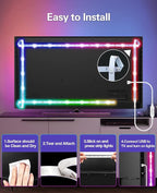 Daymeet TV Led Backlight,13.1ft ICRGB LED Lights for TV USB Light Strip for 40-65 inch Monitor Behind Lighting, Rainbow Color TV Lights Music Sync Bluetooth APP Control with Remote