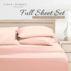 Linen Market Double-Brushed Microfiber Full Sheet Set 4 Piece – Oeko-TEX Certified Ultra Soft & Wrinkle-Free - 16" Deep Pocket Sheets - Easy Care Full Size - Blush