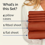 Cal King 6 Piece Sheet Set - Comfy Breathable & Cooling - Soft Hotel Luxury Bedding Set with 8-16 Inch Deep Pockets - 1 Flat & 1 Fitted Sheet & 4 Pillowcases - Wrinkle Free & Easy Care - Terracotta