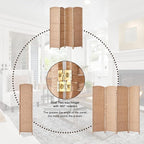 Rose Home Fashion Room Divider, 6 ft Tall Room Dividers and Folding Privacy Screens, 16in Privacy Screen 4 Panel Natural Space Temporary Wall Foldable Partition Separation