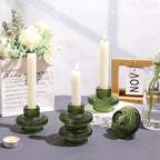 Green Taper Glass Candlestick Holders Tealight Candle Holders for Table Centerpieces, Wedding Decor and Dinner Party (8 Pcs, Green)