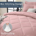HEVUMYI Rose Gold Twin Comforter Set - 5-Piece All Season Bed in a Bag Twin, Ultra Soft Bedding Set with Comforter, Flat Sheet, Fitted Sheet, Pillowcases, Pillow Shams