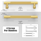 10 Pack Brushed Gold Knurled Cabinet Pulls 5 Inch(128mm) Kitchen Cabinet Handles Solid Zinc Alloy Cabinet Hardware Drawer Pulls