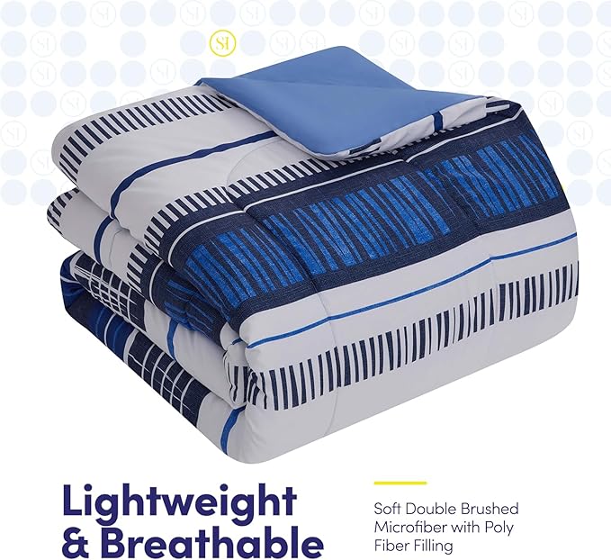 Sweet Home Collection 5 Piece Comforter Set Bag Solid Color All Season Soft Down Alternative Blanket & Luxurious Microfiber Bed Sheets, Mediterranean, Twin