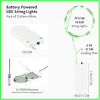 12-Pack LED Fairy Lights 7 Feet Battery Powered Waterproof Silver Wire 20 Slim Copper Wire Pastel Lights for DIY Wedding Party Bedroom Patio Easter Christmas (Green)
