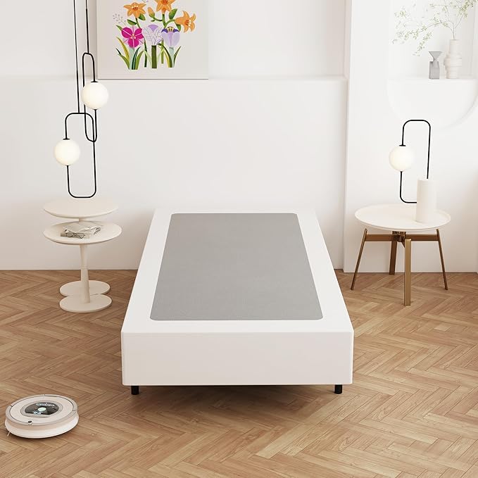 Twin XL Box Spring 9 Inch, Heavy Duty Metal Box Spring Bed Base with Fabric Cover, Mattress Foundation, Easy Assembly, Noise Free, Black