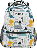 Custom Children's Name School Backpack Personalized Schoolbag Dino in Scandinavian StyleTravel Bag for Teens Girls Boys