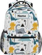 Custom Children's Name School Backpack Personalized Schoolbag Dino in Scandinavian StyleTravel Bag for Teens Girls Boys