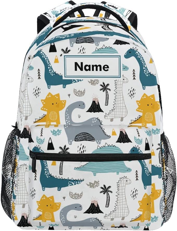 Custom Children's Name School Backpack Personalized Schoolbag Dino in Scandinavian StyleTravel Bag for Teens Girls Boys