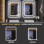 LOAAO 20"x28" LED Mirror for Bathroom, Lighted Bathroom Mirror with Lights, Anti-Fog, Dimmable, Memory Function, Easy to Install, Clear Reflection