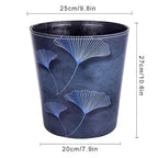 10L/2.64 Gallon Trash Can, Decorative Waste Basket, PU Leather Waste Paper Basket, Waterproof Garbage Can for Bathroom, Bedroom, Office, Kitchen and Living Room - Blue Lines Leaves
