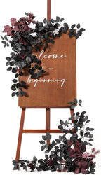 Ling's moment 2pcs Wedding Flowers Garland Artificial Floral Swag Arch Decorations Greenery Arrangements Black & Burgundy Ceremony Reception Garden Easel Wall Entryway Outdoor NOT Include Sign