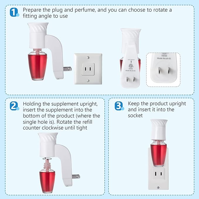 2 Pack Wall Fragrance Plug in Compatible with Bath and Body Works WallFlower Fragrances, ETL Certified, Rotatable, Precise Scent Control Fragrance Diffuser Plug for Home, Office (White)