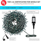 105FT 300 LEDs Blue White Christmas Lights Outdoor Indoor, Waterproof Christmas Tree Lights, 8 Lighting Modes with Memory and Timer