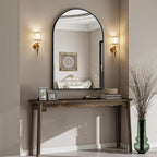 VooBang Arched Wall Mirror, 32 x 48 inch Arch Bathroom Mirror, Wall Mounted Vanity Mirror with Arch Metal Frame, Modern Bathroom Vanity Mirror for Bedroom, Living Room, Hanging or Leaning, Black
