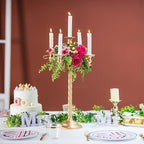 Sziqiqi 21in Gold Candelabra Tall Taper Candlestick for Candle Floral Metal Candle Holders Table Centerpiece for Wedding Party Event Room