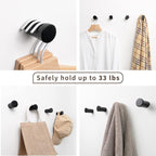 Wooden Black Wall Hooks - Pack of 4 - Wall Mounted Decorative Hook - Modern Wood Pegs for Hanging Hat, Coat, Towel - Purse and Backpack Hanger for Entryway