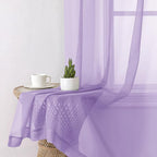 Aiyufeng Light Purple Sheer Curtain Panels Pair Sold 90 Inch Length, Light Filtering Window Curtain Drapes Treatment for Kitchen, Bedroom/Children Room, Voile Top Dual Rod Pocket, 2 Pack of 42 x 90"