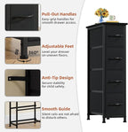 Somdot Narrow Dresser with 4 Drawers, Slim Storage Organizer Chest of Drawers with Removable Fabric Drawers for Small Spaces Bathroom Closet Bedroom Laundry, Black