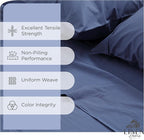 Linen Home 100% Cotton Percale Sheets King Size, Dark Blue, Deep Pocket, 4 Pieces Set - 1 Flat, 1 Deep Pocket Fitted Sheet and 2 Pillowcases, Crisp Cool and Strong Bed Linen