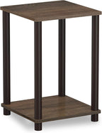FURINNO Turn-N-Tube Haydn 2-Pack End Table, Walnut/Brown