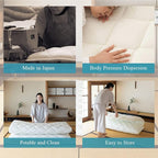 EMOOR Japanese Futon Mattress CLASSE King Made in Japan White, Foldable Floor Sleeping Bed Tatami Mat