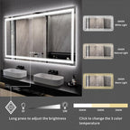 Big Bathroom Mirror, 84x40 Inch Gradient Front and Backlit Lighted Mirror, 3 Colors Dimmable CRI>90 Double Lights, IP54 Enhanced Anti-Fog, Wall Mount LED Vanity Mirror