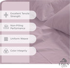 Linen Home 100% Cotton Percale Sheets Twin XL Size, Mauve Lavender, Deep Pocket, 3 Pieces Set - 1 Flat, 1 Deep Pocket Fitted Sheet and 1 Pillowcase, Crisp Cool and Strong Bed Linen