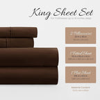 Linen Market Brushed Microfiber King Sheet Set 4 Piece – Oeko-TEX Certified Ultra Soft & Wrinkle-Free - 16" Deep Pocket Sheets - Easy Care King Size - Chocolate