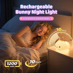 One Fire Bunny Toys for Kids Night Light for Kids, 16 Colors Cute Lamp, Soft Silicone Baby Night Light, 1200mAh Portable Dimmable Touch Lamps, Kawaii Room Decor, Christmas Gifts for College Girls