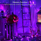 ODEETRONIC Purple Halloween Lights, 98.4ft 300 LED Purple String Lights, 8 Modes Halloween Light String Connectable, Plug in Twinkle Fairy Light Waterproof for Outdoor Holiday Party Home Tree Decor