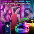 Led Lights 100ft Smart APP Control Music Sync Strip Lights RGB Color Changing Strips with Remote, for Bedroom Kitchen and Party