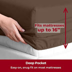 Mellanni Split King Sheets Set - 5 PC Iconic Collection Bedding - Hotel Luxury, Extra Soft, Cooling Bed Sheets - Wrinkle, Fade, Stain Resistant (Split King, Brown)