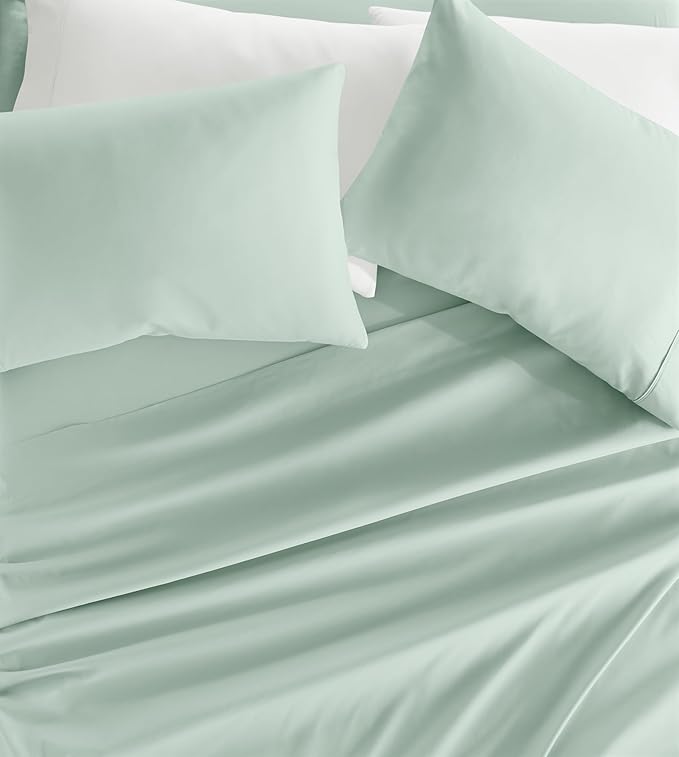 Linen Market Double-Brushed Microfiber King Sheet Set 4 Piece – Oeko-TEX Certified Ultra Soft & Wrinkle-Free - 16" Deep Pocket Sheets - Easy Care King Size - Mint